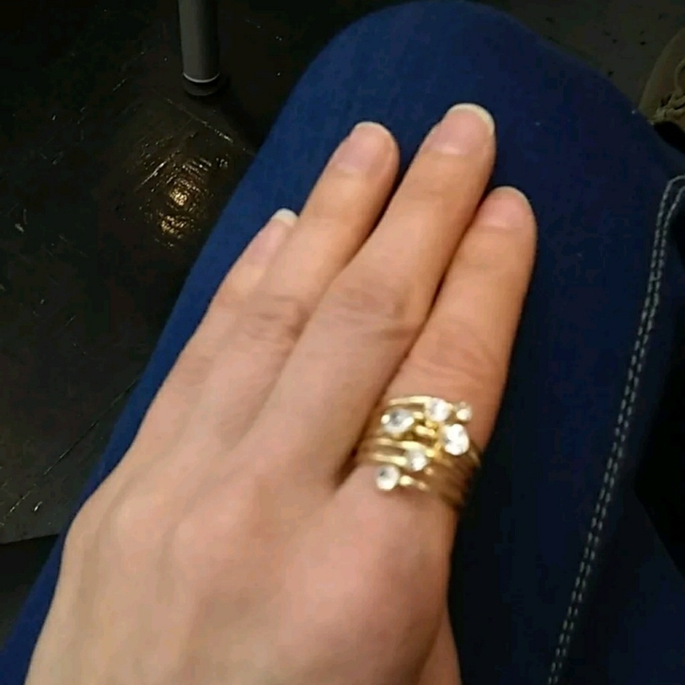 Tahari Coiled Gold Plated Ring with Stones